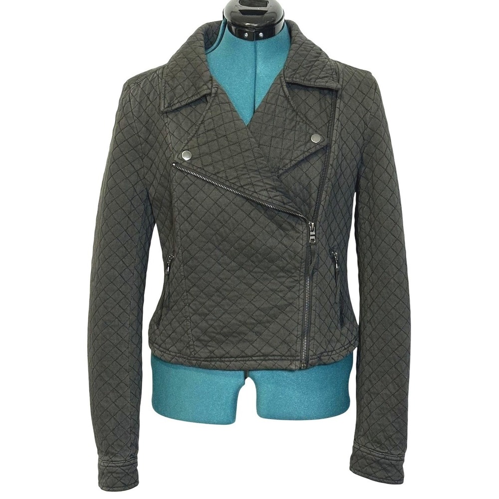 Marrakech Jacket Womens Small Gray Quilted Moto Asymmetrical Zip Cotton Biker
